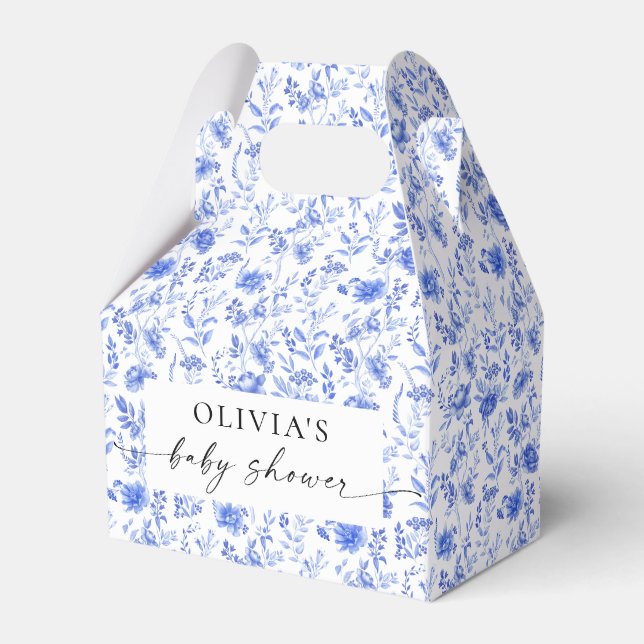 Blue Porcelain Floral Baby Showbox Geschenkschachtel (Vorderseite)