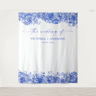 Blue Porcelain Hochzeitstorte Wandteppich