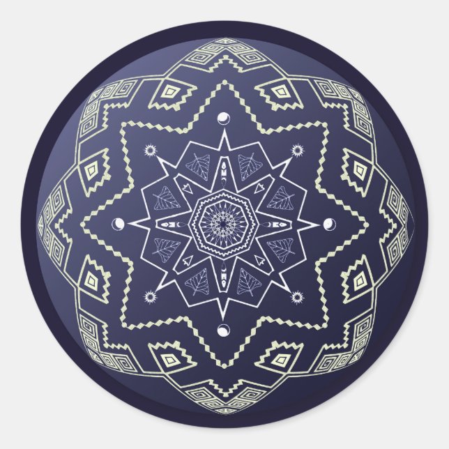 Blue Porzellan Sphere Mandala Sticker (Vorderseite)