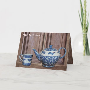 Blue Poulry Teekanne und Cup Karte
