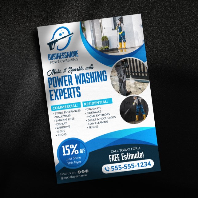 Blue Power Wash Pressure Washhouse Washing House Flyer (Von Creator hochgeladen)