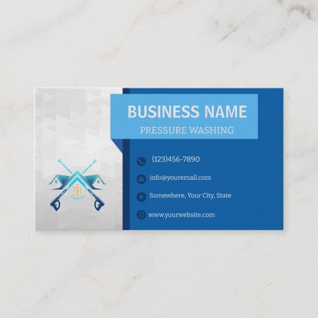 Blue Pressure Washing Business Cards Visitenkarte (Vorderseite)
