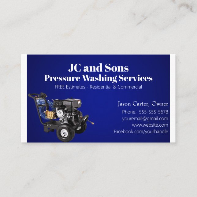 Blue Pressure Washing Company Visitenkarte (Vorderseite)