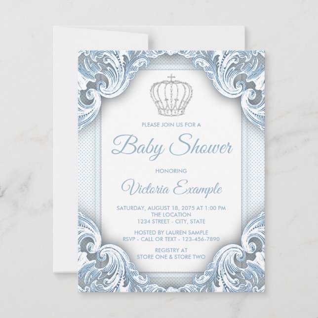 Blue Prince Baby Shower Invitations (Devant)