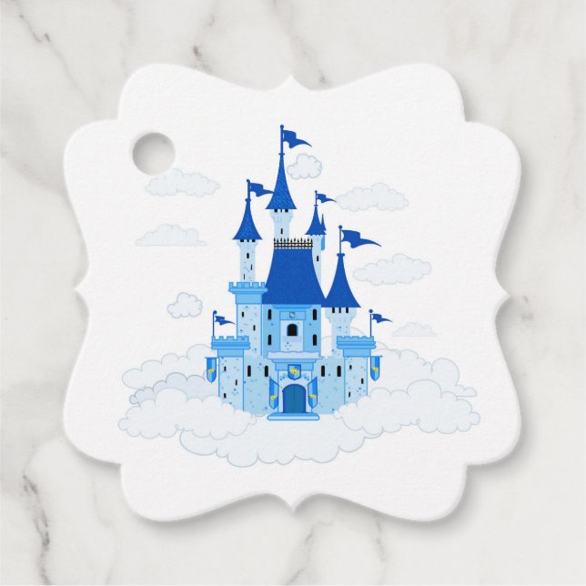 Blue Princess Castle Personalisiert Geschenkanhänger (Vorderseite)