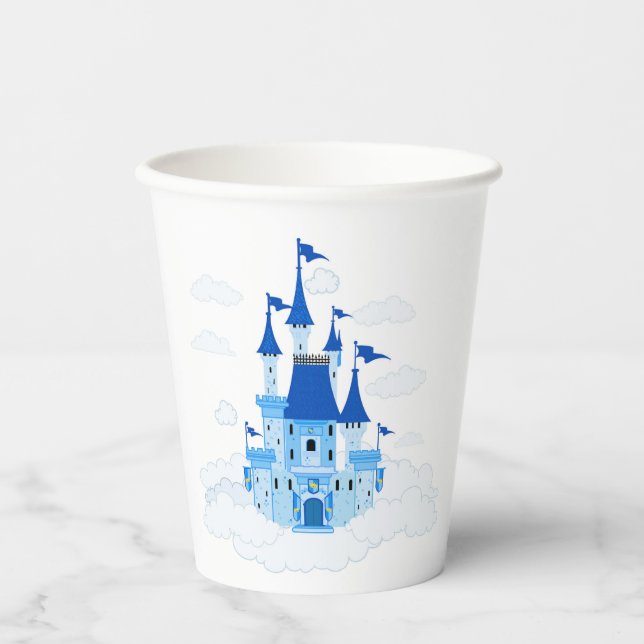 Blue Princess Castle Personalisiert Girly Pappbecher (Vorderseite)