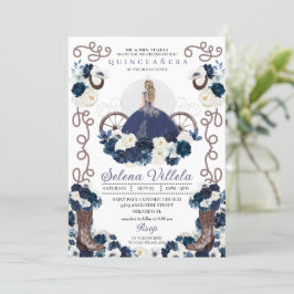 Blue Princess Dress & Boots Quinceañera Einladung