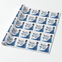 Blue Princess Purim Wrapping Paper