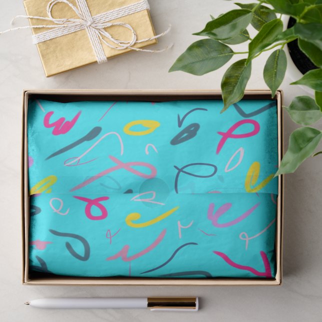 Blue Print mit 90ern Vibes Seidenpapier (Geschenk)