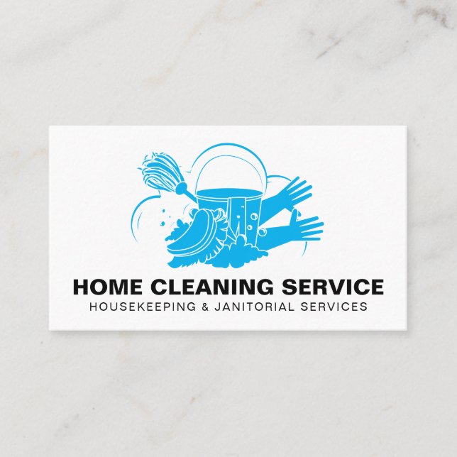 Blue Pro Zuhause Clearing Service Janitorial Maid Visitenkarte (Vorderseite)
