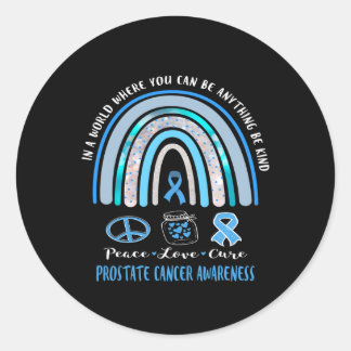 Blue Prostate Cancer Peace Liebe heilen T-Shirt in Runder Aufkleber