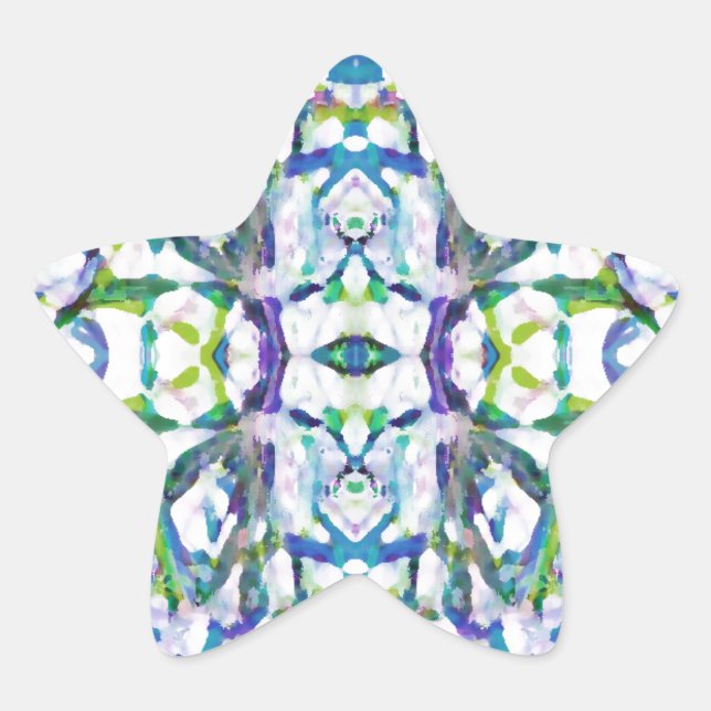 Blue Psychedelic Pattern Stern-Aufkleber (Vorderseite)