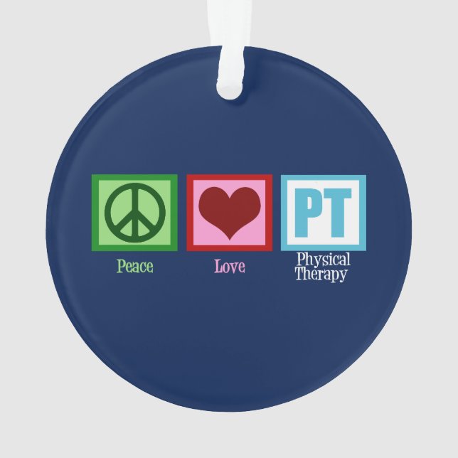 Blue PT Peace Liebe Physikalische Therapie Weihnac Ornament (Rückseite)