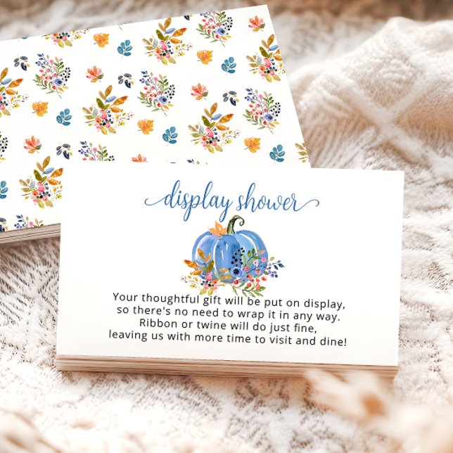 Blue Pumpkin Autumn Baby Shower Shower Showdusche Begleitkarte (Von Creator hochgeladen)