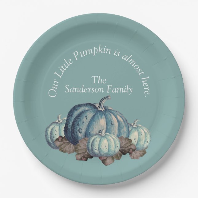 Blue Pumpkin Baby Dusche Pappteller (Vorderseite)