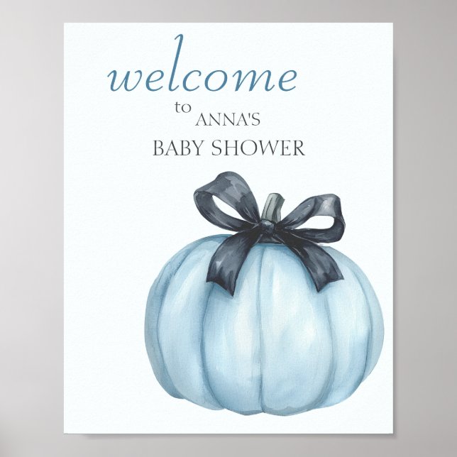 Blue Pumpkin Baby Dusche Willkommen Poster (Vorne)