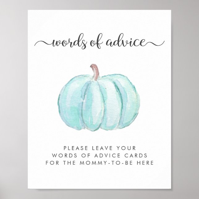 Blue Pumpkin Baby Dusche Worte der Ratschläge fall Poster (Vorne)