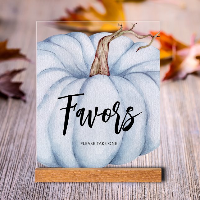 Blue Pumpkin Baby Duwer Favorits Acrylschild (Blue Pumpkin Boy Baby Shower Favors Clear Acrylic Tabletop Sign)