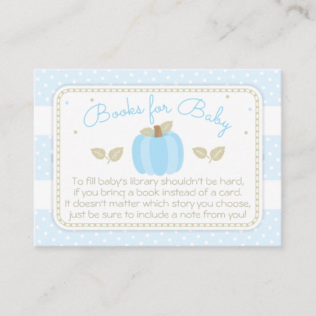 Blue Pumpkin Baby Showbuchanfrage Begleitkarte (Vorderseite)