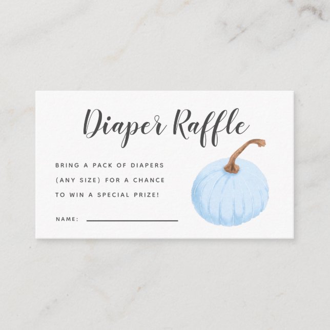 Blue Pumpkin Baby Showdusche Windelwulst Ticket Begleitkarte (Vorderseite)