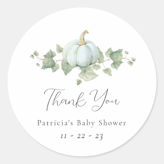 Blue Pumpkin Baby Shower Party Dekorkleber Runder Aufkleber (Vorderseite)
