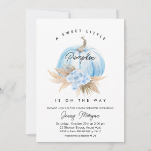 Blue Pumpkin Boho Floral Boys Baby Dusche Einladung
