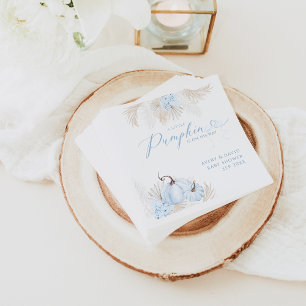 Blue Pumpkin Bow Boho Floral Boy Baby Dusche Serviette