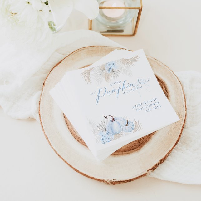 Blue Pumpkin Bow Boho Floral Boy Baby Dusche Serviette (Von Creator hochgeladen)