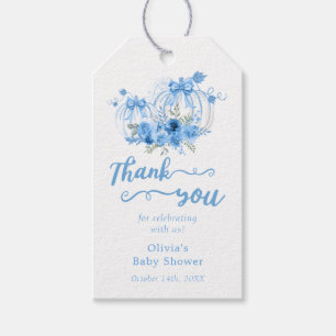 Blue Pumpkin Bow Boy Baby Dusche Danke Geschenkanhänger