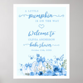 Blue Pumpkin Bow Boy Baby Dusche Willkommen Poster