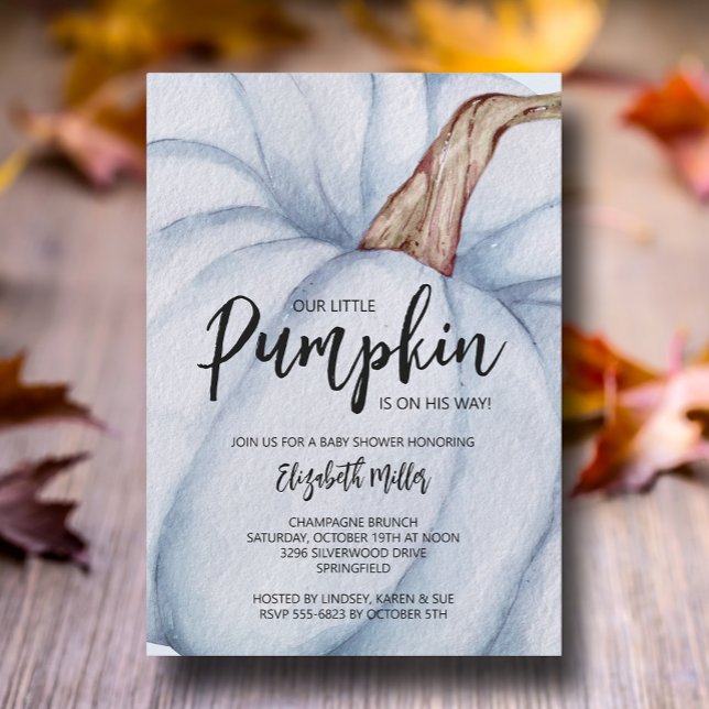 Blue Pumpkin Boy Baby Dusche Einladung (Large blue pumpkin boy baby shower invitations, INSTANT DOWNLOAD and/or PRINTED)