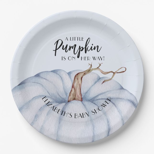 Blue Pumpkin Boy Baby Dusche Pappteller (Vorderseite)