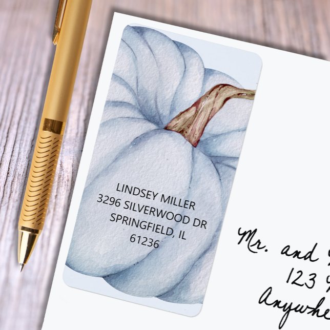 Blue Pumpkin Boy Baby Dusche Rücksendeadresse Adressaufkleber (Blue pumpkin boy baby shower return address labels)