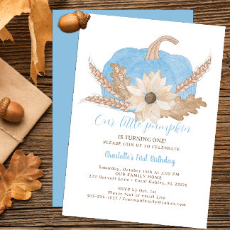 Blue Pumpkin Erster Geburtstag Einladung