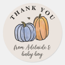 Blue Pumpkin Fall Baby Dusche Danke Runder Aufkleber