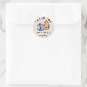 Blue Pumpkin Fall Baby Dusche Danke Runder Aufkleber
