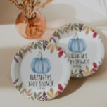 Blue Pumpkin Fall Baby Dusche Napkins Pappteller<br><div class="desc">Blaue Kürbisjunge Babydusche Teller fallen Thema.</div>