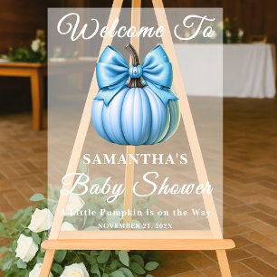 Blue Pumpkin Fall Baby Dusche Willkommen Mattiert Acrylschild