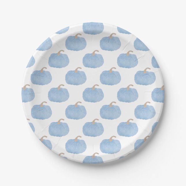 Blue Pumpkin Fall Baby Duschpapier Teller (Vorderseite)