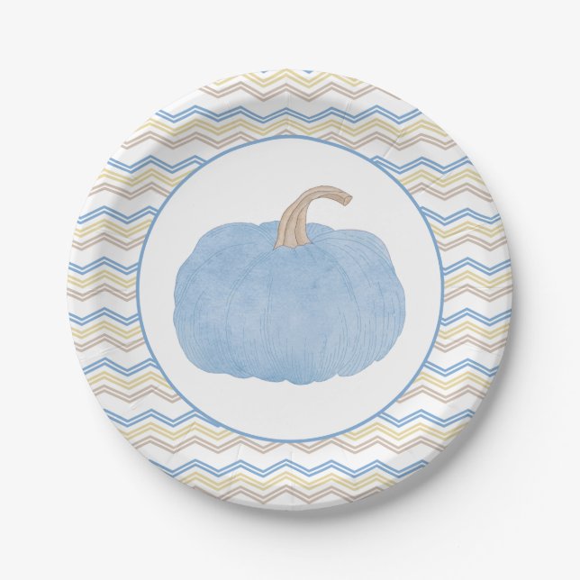Blue Pumpkin Fall Birthday Party Teller (Vorderseite)
