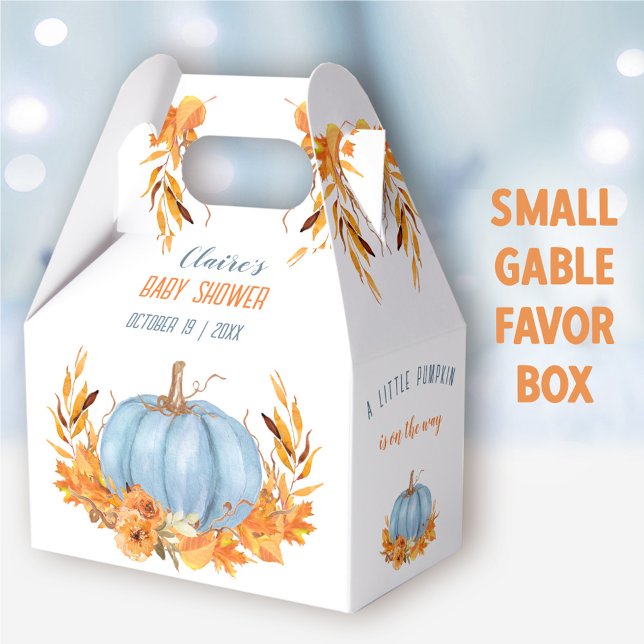 Blue Pumpkin Fall Boy Baby Showbox Geschenkschachtel (Blue Pumpkin Small Gable Favor Box - You can choose from 3 sizes of these gable favor boxes
)