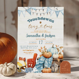 Blue Pumpkin Footballs Touchdown Co-Ed Baby Boy Einladung