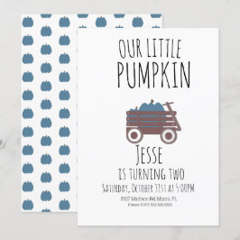 Blue Pumpkin Patch Halloween Pumpkins Wagon Einladung