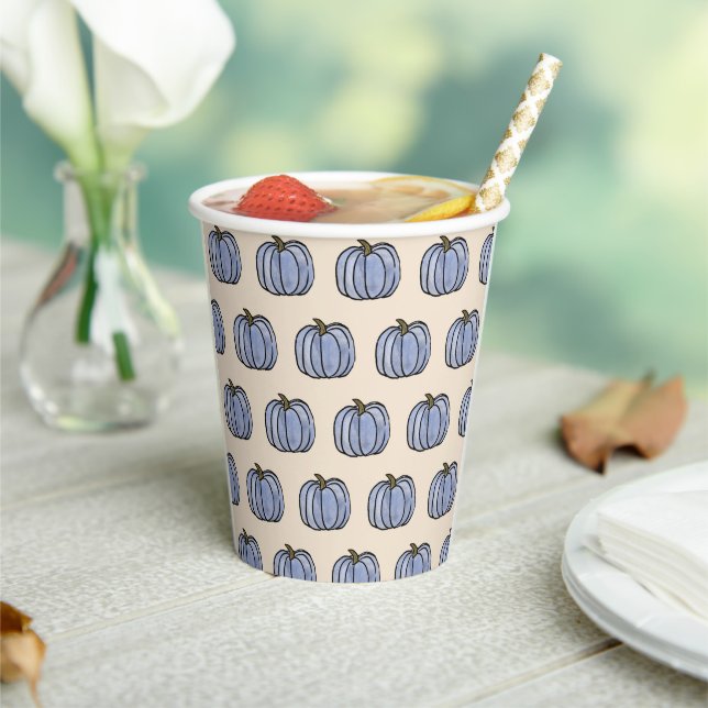 Blue Pumpkin Pattern Pappbecher (In Situ)