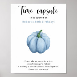 Blue Pumpkin Time Kapsel 1. Geburtstag Poster