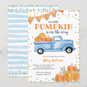 Blue Pumpkin Truck Baby Dusche Einladung