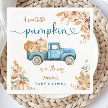 Blue Pumpkin Truck Baby Dusche Fall Party Paper