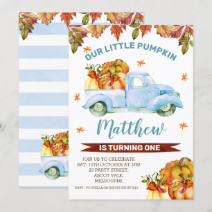 Blue Pumpkin Truck Birthday Einladung