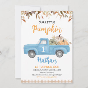 Blue Pumpkin Truck Birthday Einladung