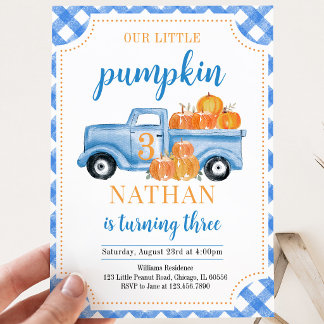 Blue Pumpkin Truck Birthday Einladung
